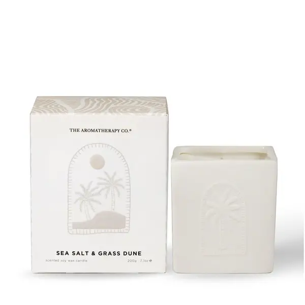 Image of The Aromatherapy Company Sunset 200g Candle - Sea Salt & Grass Dunes White