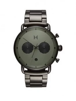 Image of MVMT Blacktop Green and Black Detail Chronograph Dial Green IP Stainless Steel Bracelet Mens Watch, One Colour, Men