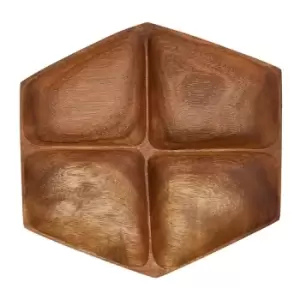 Image of Interiors By Ph Wooden Large Four Section Serving Dish