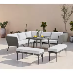 Image of Furniturebox UK - Seychelles Outdoor Dining Table and Corner Sofa Set 9 Seat Grey