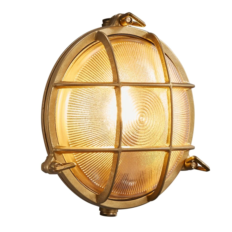 Image of Nordlux Polperro Outdoor Wall Light Brass Brass Solar E27 Sensor Coastal/Marine Safe - Mains Powered, IP64 in Gold Gold Unisex