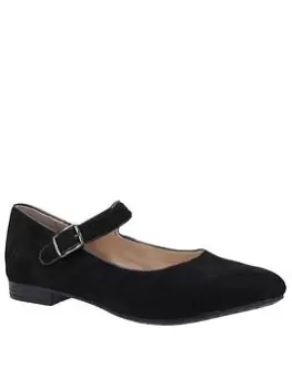 Image of Hush Puppies Melissa Strap Flat Shoe - Black, Size 6, Women