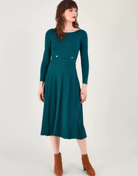 Image of Monsoon Slash Neck Dress - Blue, Size L, Women