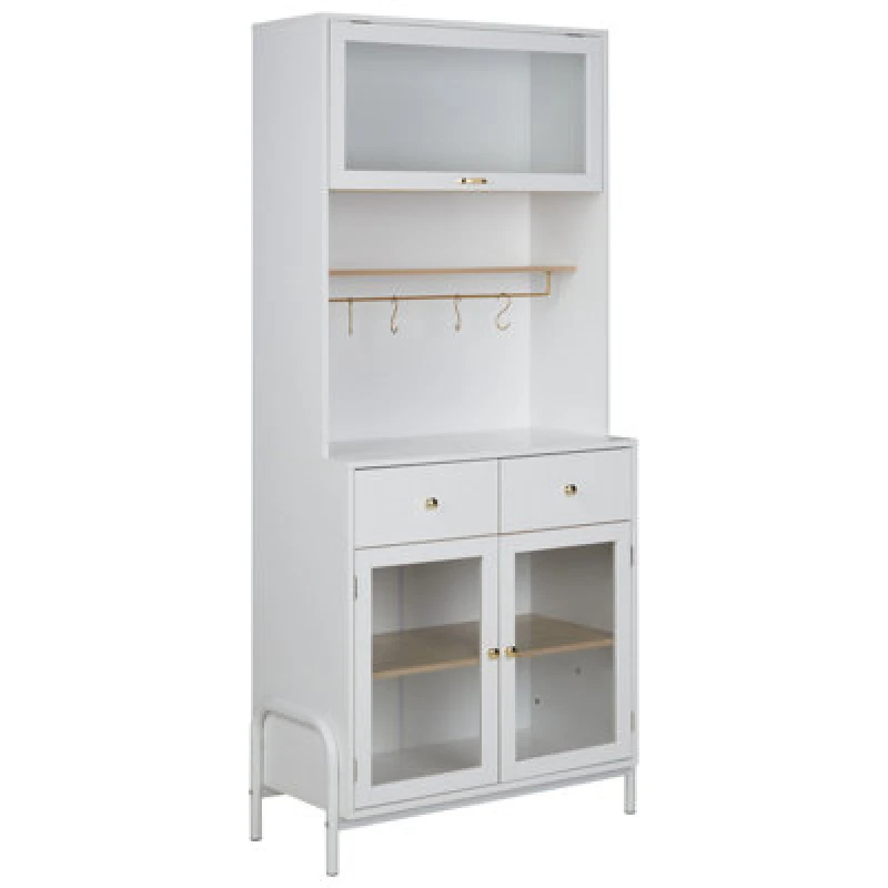Image of Beliani Glass Display Cabinet Parlin 82cm White