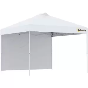 Image of Outsunny 3x3(M) Pop Up Gazebo Canopy Tent w/ 1 Sidewall Carrying Bag White - White