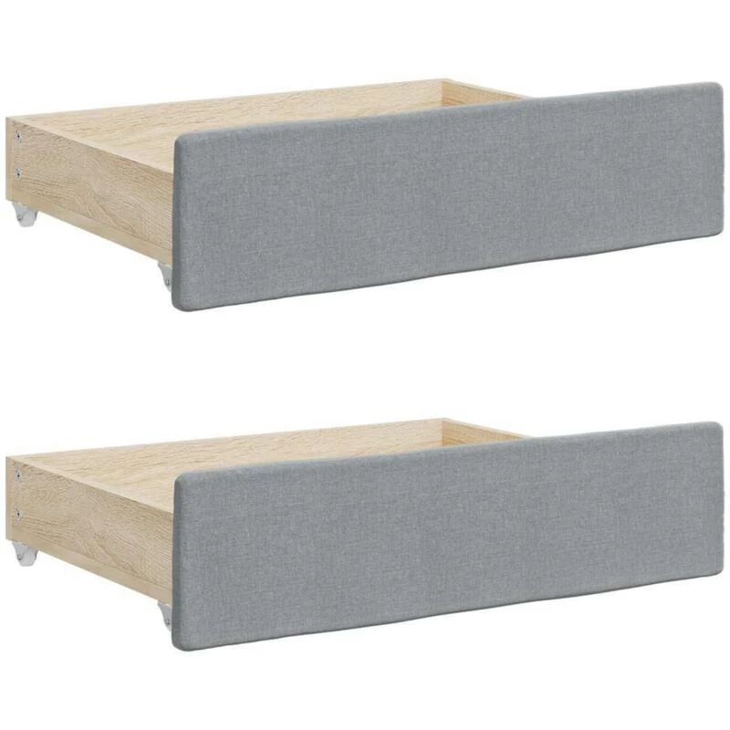 Image of Vidaxl Bed Drawers 2 Pcs Light Grey Engineered Wood And Fabric, Grey 833910