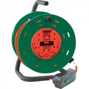 Image of Draper Four Socket Garden Cable Reel and RCD Adaptor 25m