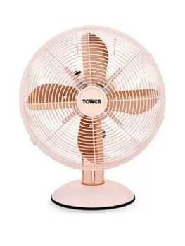 Image of Tower Cavaletto 12" Metal Desk Fan - Baby Pink/ Rose Gold