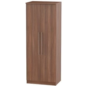Image of Robert Dyas Edina Ready Assembled Tall 2-Door Wardrobe - Walnut