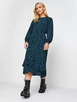 Image of PixieGirl Petite Tie Wist Midaxi Dress, Blue, Size 14, Women