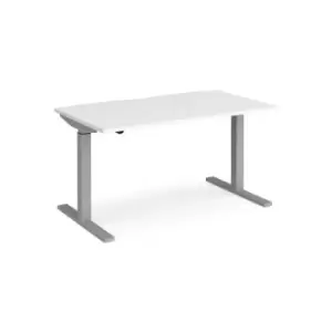 Image of Height Adjustable Desk Rectangular Desk 1400mm White Tops With Silver Frames 800mm Depth Elev8 Mono
