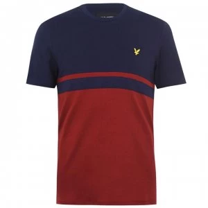 Image of Lyle and Scott Stripe T Shirt - Navy / Red Z757