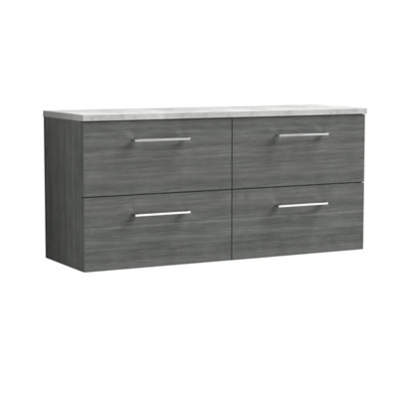 Image of Nuie Arno Wall Hung 4-Drawer Vanity Unit With Laminate Worktop In Bellato Grey
