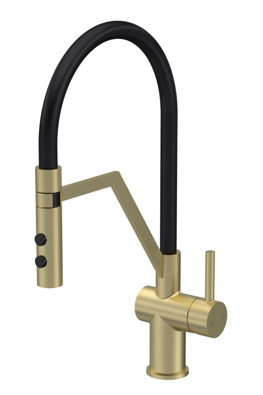 Image of BALTERLEY Kitchen Mono Mixer Tap with 1 Lever Handle, 436mm - Brushed Brass BKTR805SL