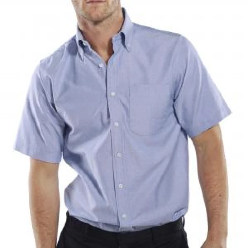 Image of Beeswift Beeswift Short Sleeve Oxford Shirt Blue 14.5 OXSSSB14.5 OXSSSB14.5