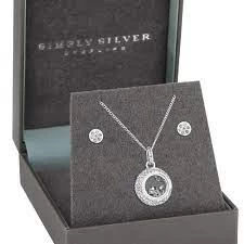 Image of Simply Silver Sterling Silver 925 Cubic Zirconia Stick Set - Gift Boxed - white