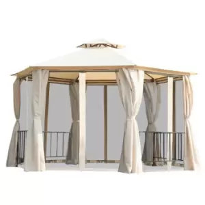 Image of Outsunny Gazebo Canopy 2 Tier Patio Shelter Steel Beige 2M Outdoor Garden - Cream