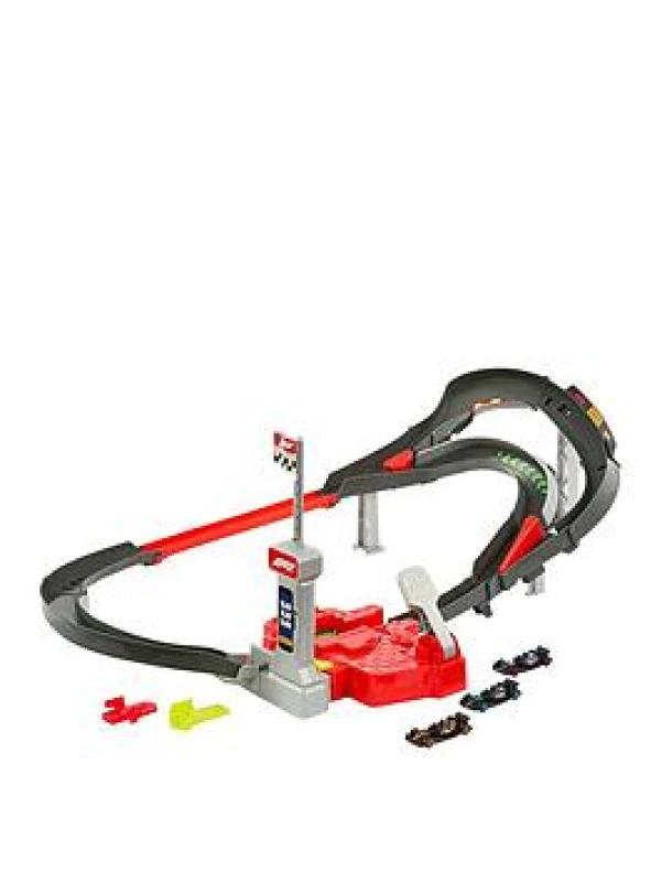 Image of Hot Wheels Coffret Piste de Course Sprint avec 3 vehicules de Formule 1 a l'echelle 1/64 : McLaren F1 Team Alpine et VCARB Circuit de Course Sprint