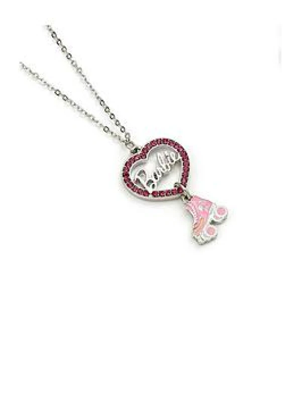 Image of Barbie Crystal Heart and Roller Skate Necklace