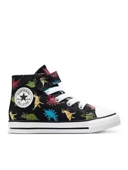 Image of Converse Chuck Taylor All Star 1v Dinosaurs Toddler Hi Top Trainers, Black/Multi, Size 9