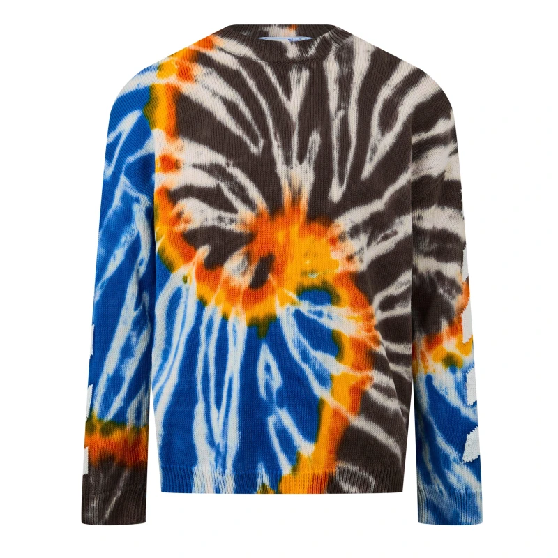 Image of Off White Mens Tie Dye Sweater, All-over Multicoloured Black White male M (48)