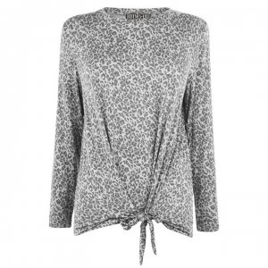 Image of Biba Leopard Long Sleeve Top - Grey Marl