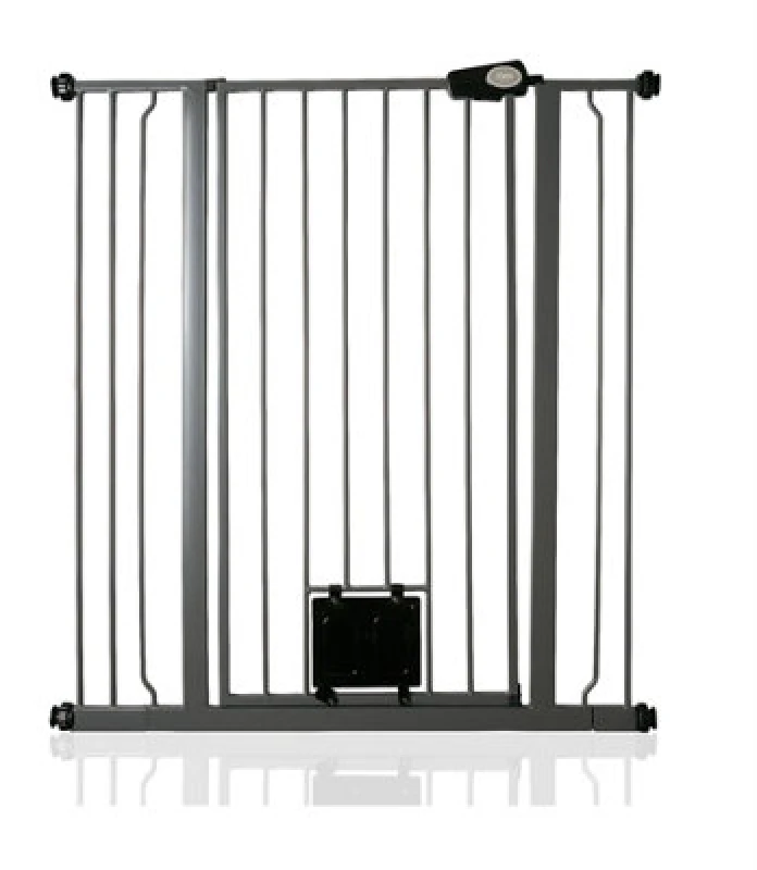 Image of Bettacare Pet Gate With Lockable Cat Flap, 94.3Cm - 101.9Cm, Slate Grey, 104Cm In Height