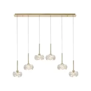 Image of Salisbury 6 Light G9 2m Linear Ceiling Pendant With French Gold And Crystal Shade