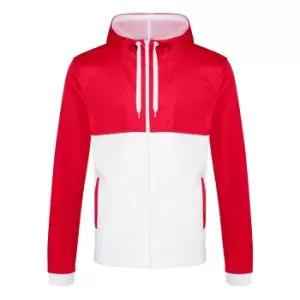Image of AWDis Mens Cool Retro Track Zoodie (Small) (Fire Red/Arctic White)