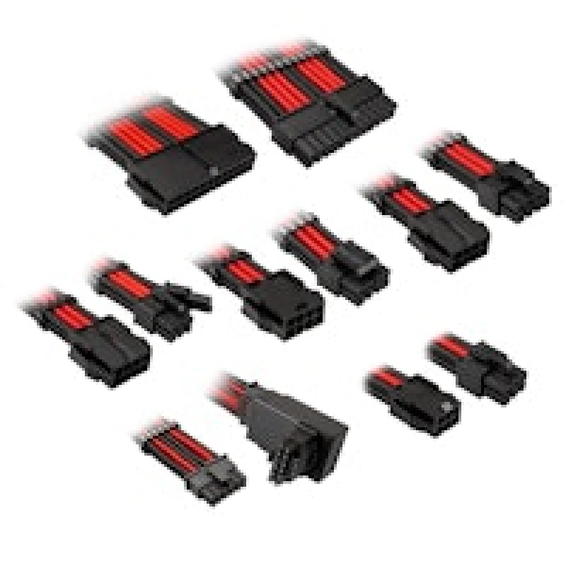 Image of Kolink Core Pro Braided Cable Extension Kit 12VHWPR Type 1 - Jet Black/Racing Red