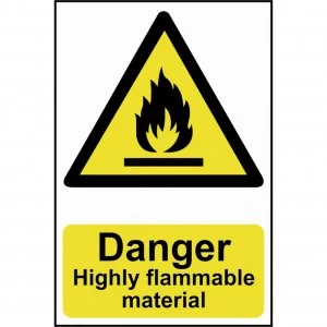 Image of Scan Danger Highly Flammable Material Sign 200mm 300mm Standard