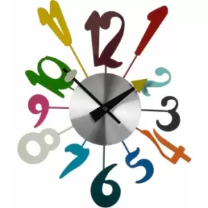 Image of Premier Housewares Multi-Colour Funky Numbers Wall Clock