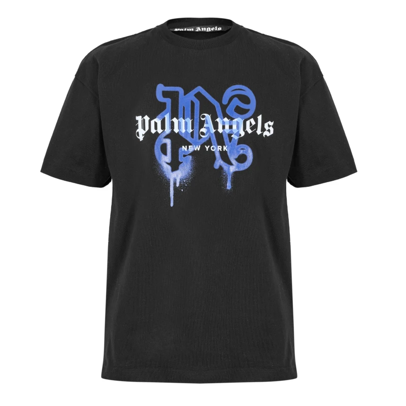Image of Palm Angels Mens Ny Mono T-Shirt Black Blue male XS