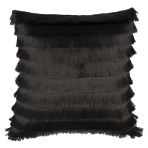 Image of Furn Flicker Tiered Fringe Cushion Cover (45 x 45 cm) (Graphite)