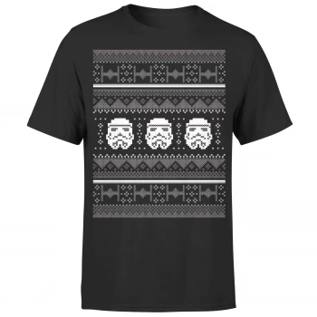 Image of Star Wars Christmas Stormtrooper Knit Black T-Shirt - XL - Black