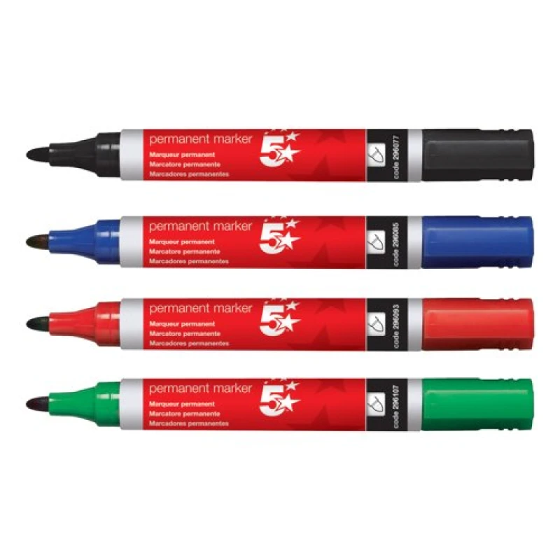 Image of 5 Star Office Permanent Marker Bullet Tip Asorted (4 Pack) 500941