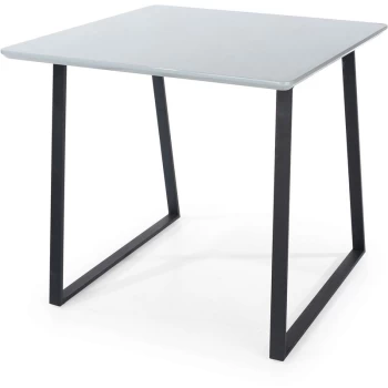Image of Baldwin - Modern Grey High Gloss Square Dining Table Solid Metal Legs Levellers Kitchen