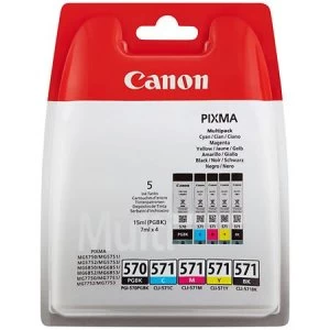 Image of Canon PGI570 Black and CLI571 Tri Colour Ink Cartridge