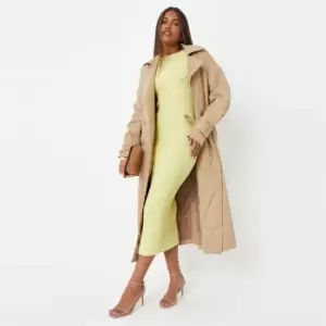 Image of Missguided Contrast Rib Midaxi Dress - Green