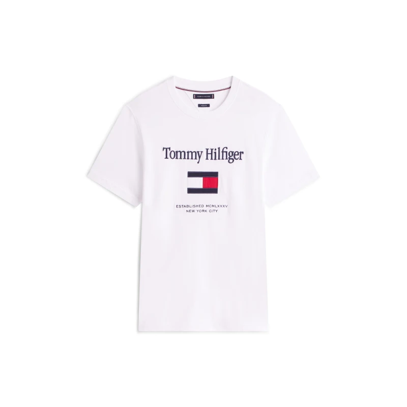 Image of Tommy Hilfiger Mens Embro Flag T-Shirt White male L