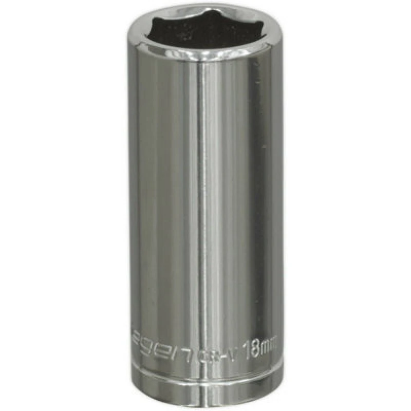 Image of Loops 18mm Chrome Plated Deep Drive Socket - 3/8" Square Drive High Grade Carbon Steel Metallics