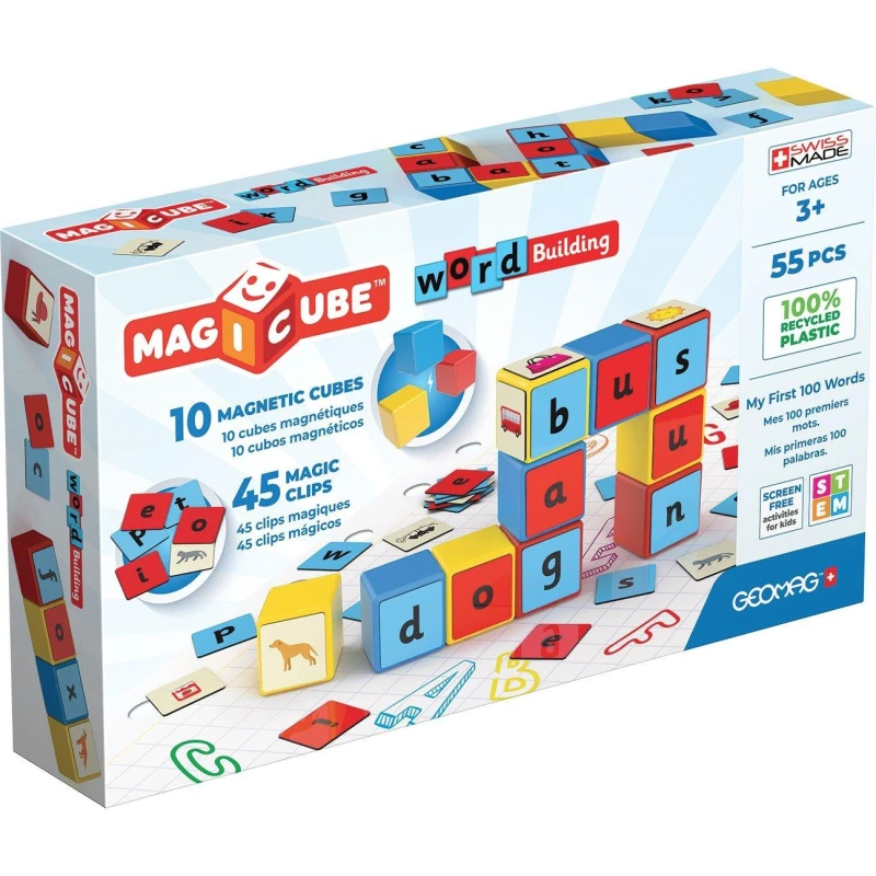 Image of GEOMAG Magicube Magnetic Shapes Word Builder - 55 Pieces Make Your Own Toys One Size Multi 42972799000