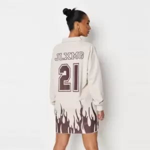Image of Missguided Flame Polo Sweat Dress - Beige