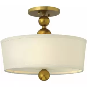 Image of Loops - 3 Bulb Semi Flush Light Material Shade Brass Spheres Vintage Brass LED E27 60W