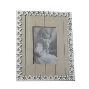 Image of Lace Heart Rustic Wood Photo Frame By Heaven Sends