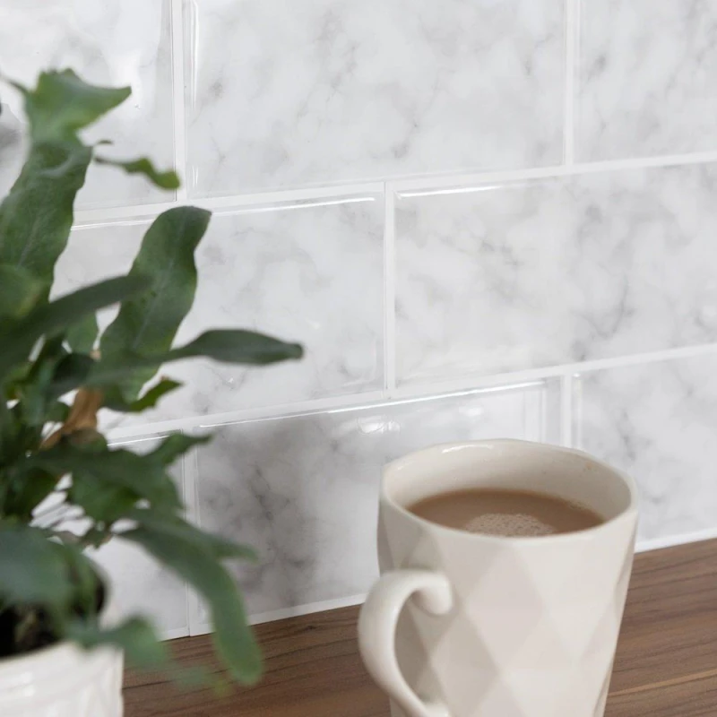 Image of Wall Pops Self Adhesive 3D Epoxy Tile Stickers Subway Marble Grey unisex 0.52 SQM