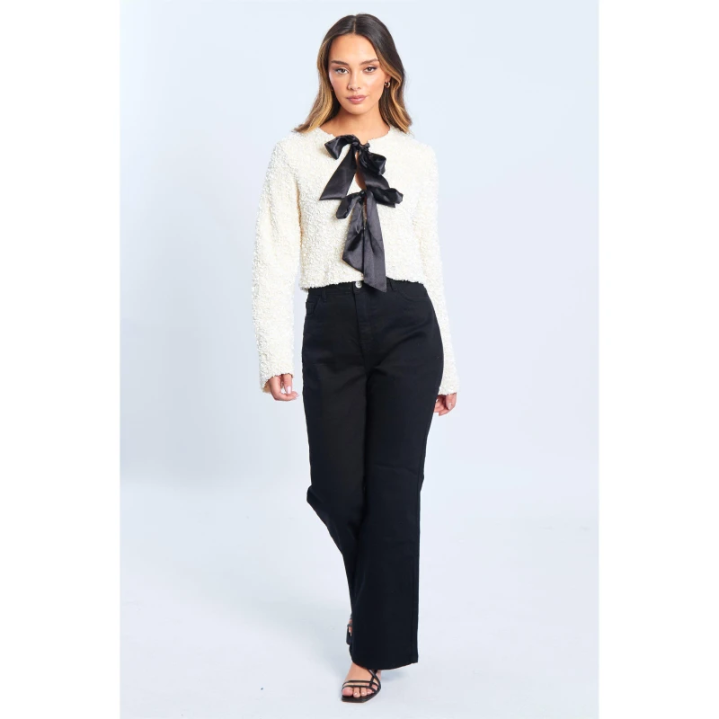 Image of Be You Sequin Bow Jacket - White White 10