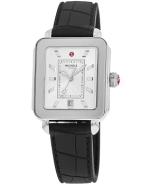 Image of Michele Deco Sport Silver Dial Black Silicone Strap Womens Watch MWW06K000044 MWW06K000044