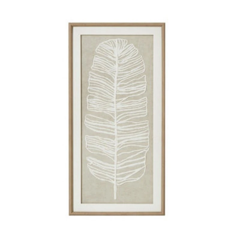 Image of Hill Interiors Large Plume White Feather Art Mounted In Beaded Frame - Glass - L2 X W40 X H80 Cm - Brown