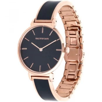 Image of Maya Navy & Rose Gold Plain Bangle Watch